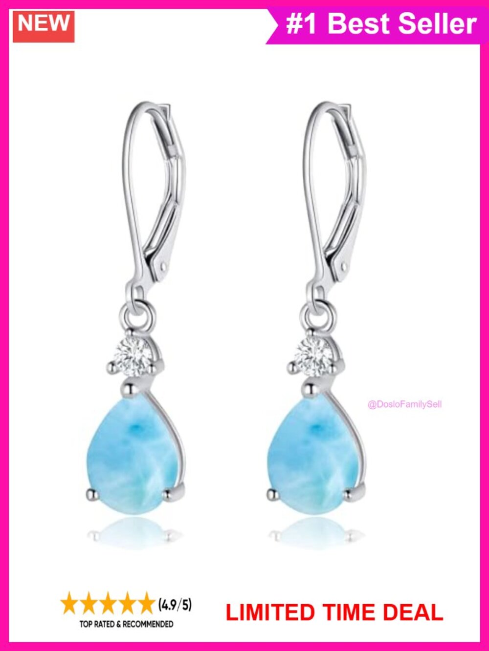 925 Sterling Silver Blue Topaz Amethyst Rainbow Quartz CZ Teardrop Leverback